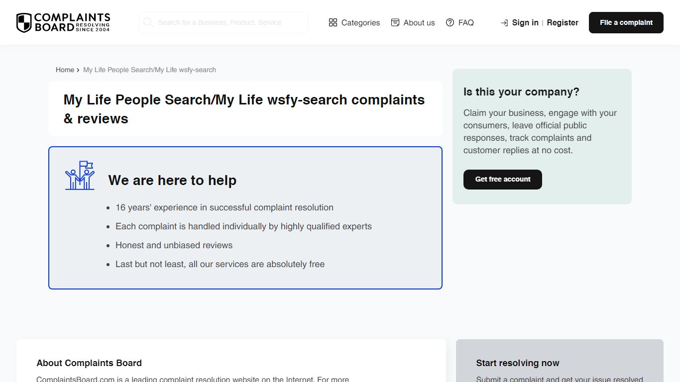 My Life People Search/My Life wsfy-search complaints & reviews